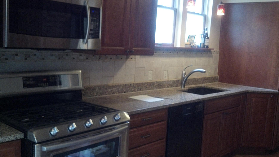 New kitchen counter, cabinets and appliances