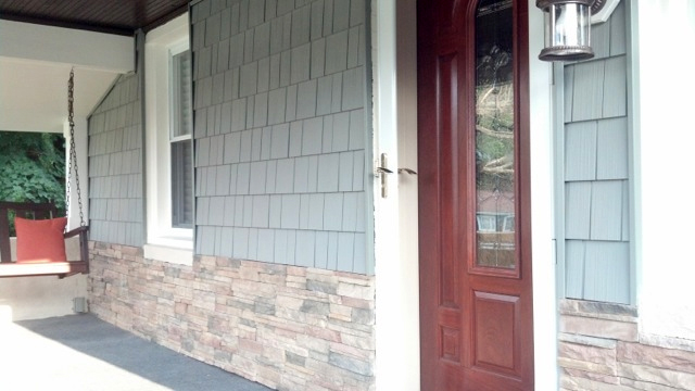 New front door, siding and tile accents