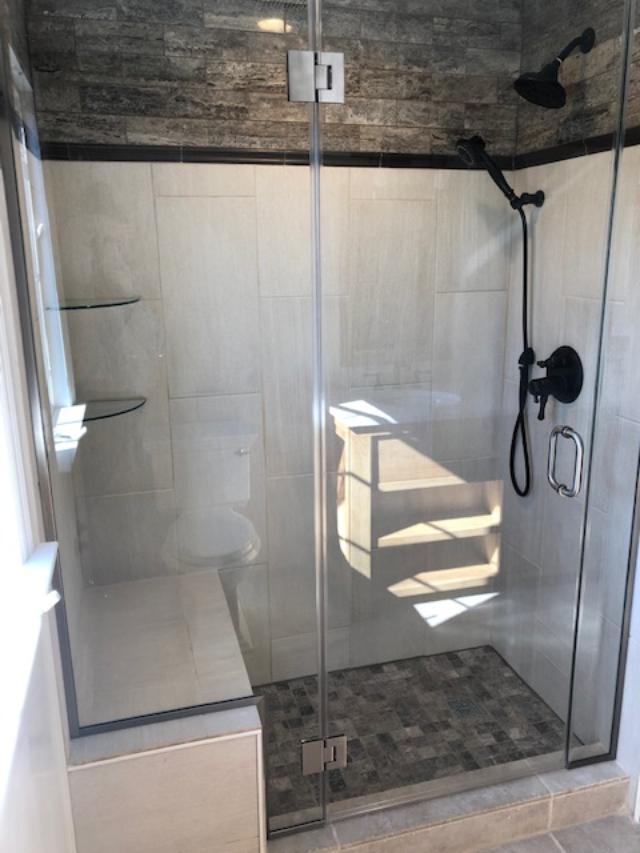 New tile shower with bench seat