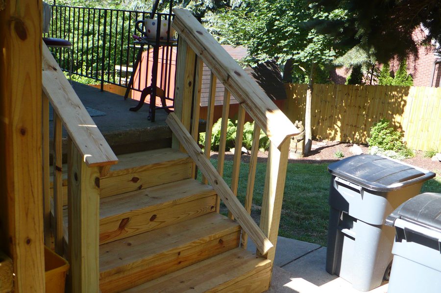 new wood stairs to patio